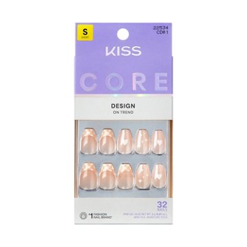 KISS CORE Design On Trend Nails - Cheers (Pink Coffin Short Nails), 32 ct