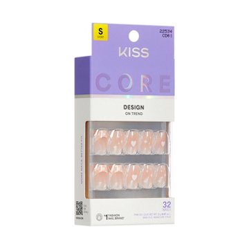 KISS CORE Design On Trend Nails - Cheers (Pink Coffin Short Nails), 32 ct