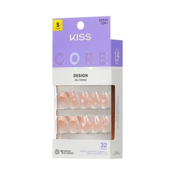KISS CORE Design On Trend Nails - Cheers (Pink Coffin Short Nails), 32 ct