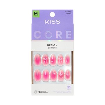 KISS CORE Design On Trend Nails - My Time (Pink Almond Medium Nails), 32 ct