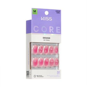 KISS CORE Design On Trend Nails - My Time (Pink Almond Medium Nails), 32 ct