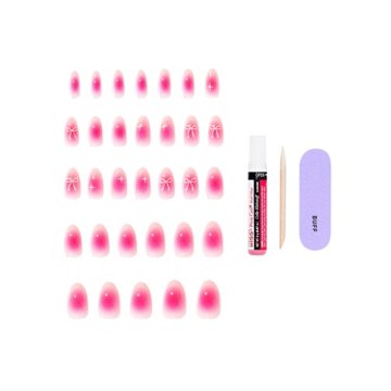 KISS CORE Design On Trend Nails - My Time (Pink Almond Medium Nails), 32 ct