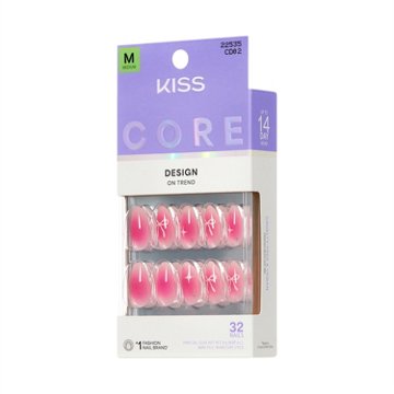 KISS CORE Design On Trend Nails - My Time (Pink Almond Medium Nails), 32 ct