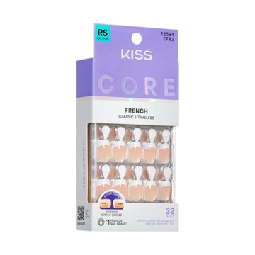 KISS CORE French Nails - If You Dare (White Squoval Real Short Nails), 32 ct