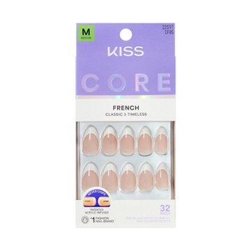 KISS CORE French Nails - Curiosity (White Almond Medium Nails), 32 ct