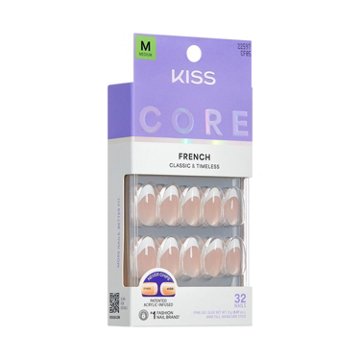 KISS CORE French Nails - Curiosity (White Almond Medium Nails), 32 ct