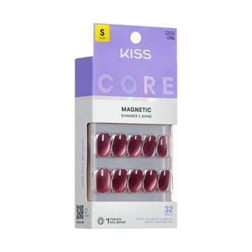 KISS CORE Magnectic Nails - Flaming (Purple Round Short Nails), 32 ct