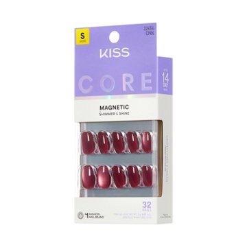 KISS CORE Magnectic Nails - Flaming (Purple Round Short Nails), 32 ct