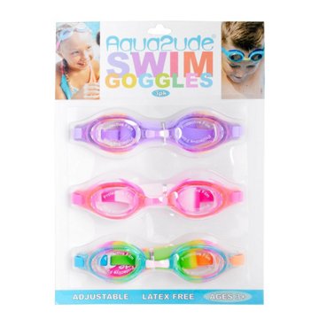 Aqua2ude Assorted Kids Swim Goggles, 3 pk