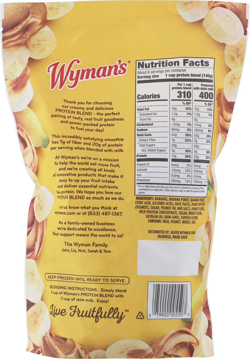 Wyman's 20g Protein Smoothie Blend - Banana Peanut Butter; image 2 of 2
