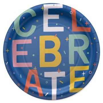 American Greetings Celebrate on Blue 9" Paper Plates, 10 ct