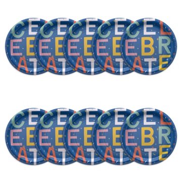 American Greetings Celebrate on Blue 9" Paper Plates, 10 ct