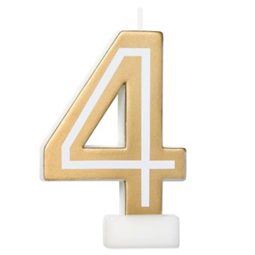 American Greetings Number 4 Gold Birthday Candle