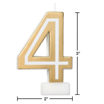 American Greetings Number 4 Gold Birthday Candle