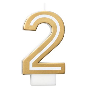 American Greetings Number 2 Gold Birthday Candle