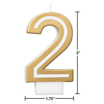American Greetings Number 2 Gold Birthday Candle