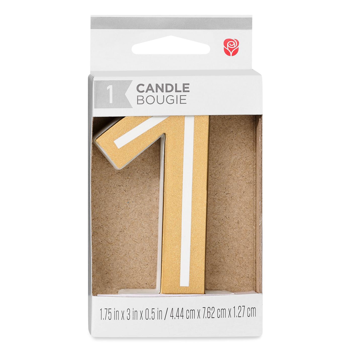 American Greetings Number 1 Gold Birthday Candle; image 1 of 3