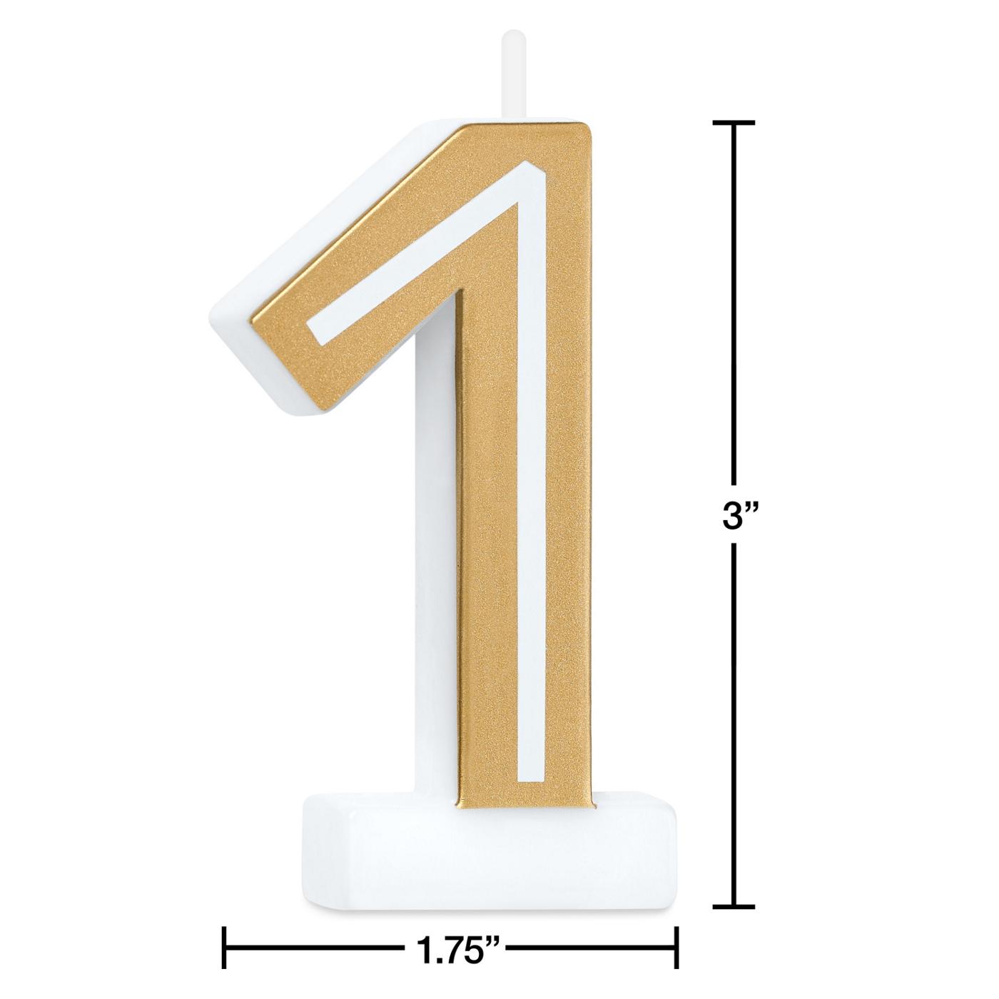 American Greetings Number 1 Gold Birthday Candle; image 3 of 3