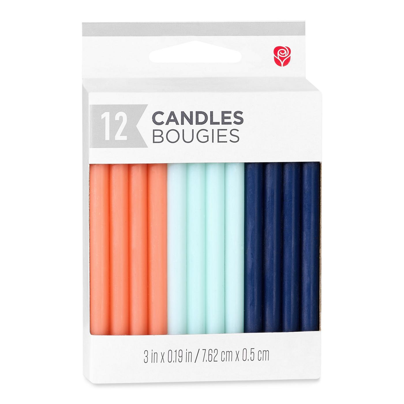 American Greetings Long Thin Orange, Green, & Blue Birthday Candles; image 1 of 3
