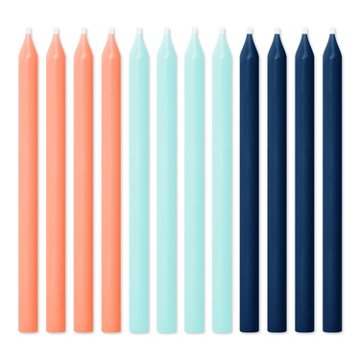 American Greetings Long Thin Orange, Green, & Blue Birthday Candles, 12 ct