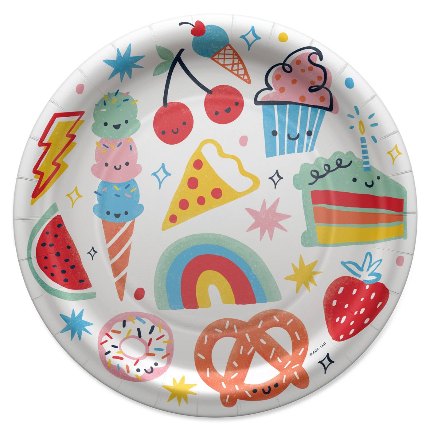 American Greetings Food on White 9" Birthday Paper Plates; image 1 of 3