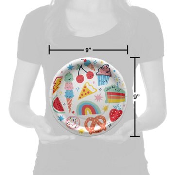 American Greetings Food on White 9" Birthday Paper Plates, 10 ct