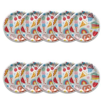 American Greetings Food on White 9" Birthday Paper Plates, 10 ct