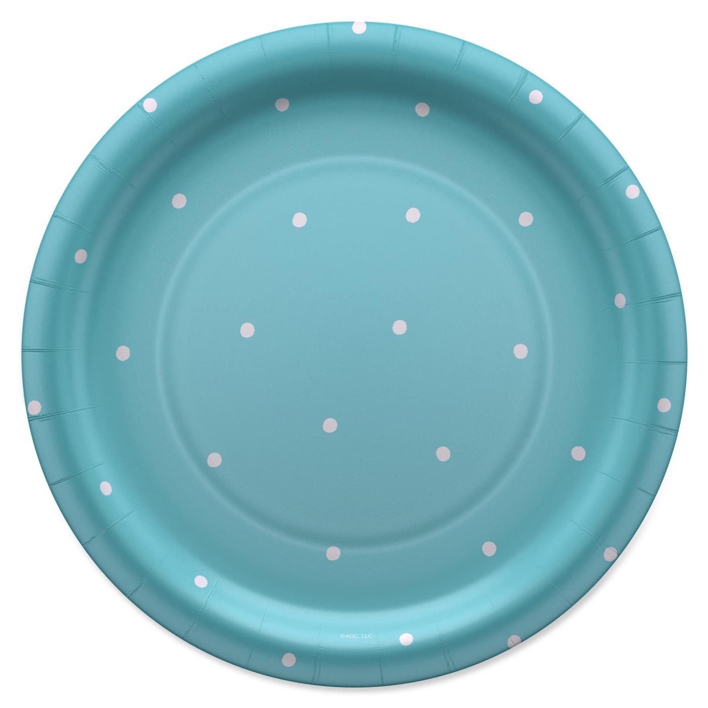 American Greetings Polka Dots on Blue 9" Paper Plates; image 1 of 3