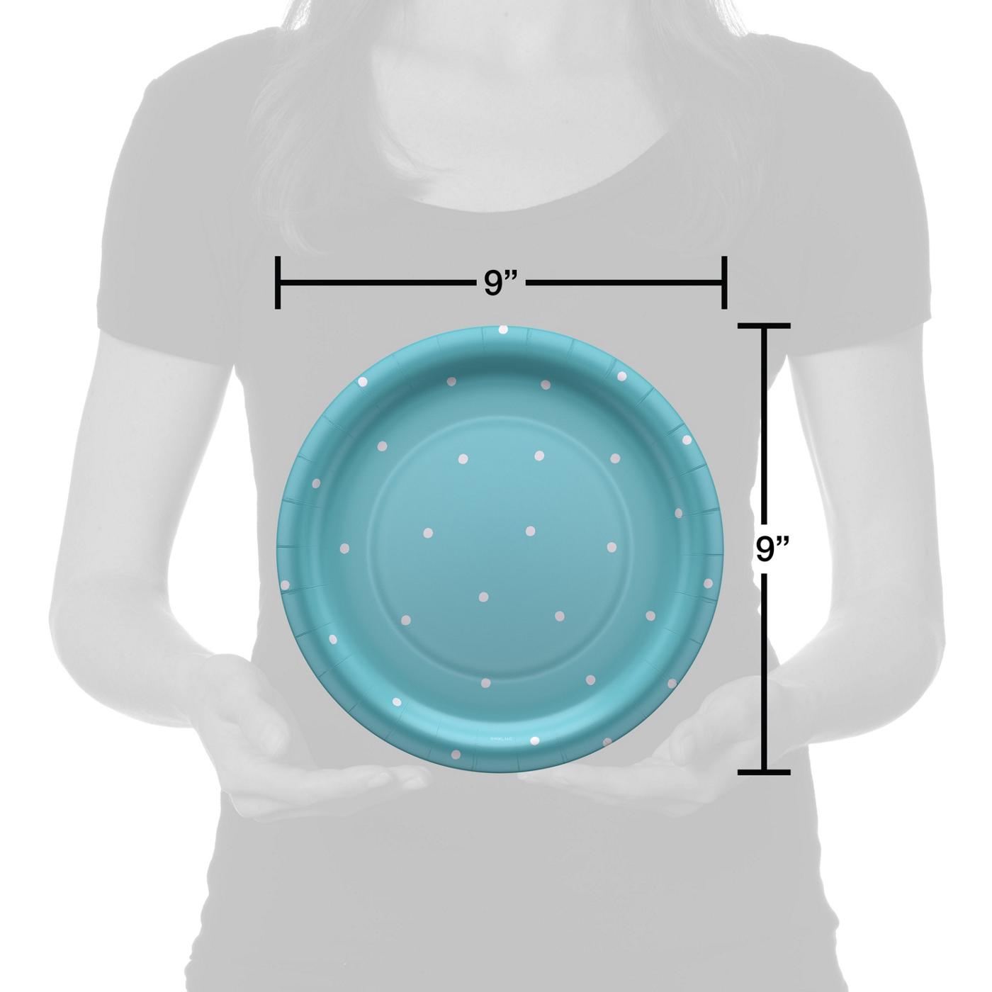 American Greetings Polka Dots on Blue 9" Paper Plates; image 2 of 3