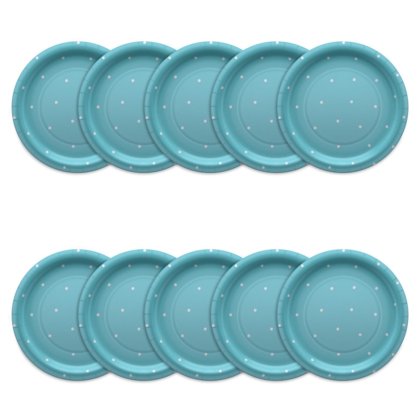 American Greetings Polka Dots on Blue 9" Paper Plates; image 3 of 3