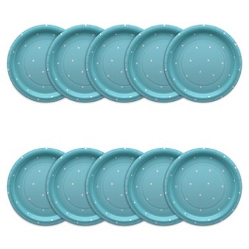 American Greetings Polka Dots on Blue 9" Paper Plates, 10 ct