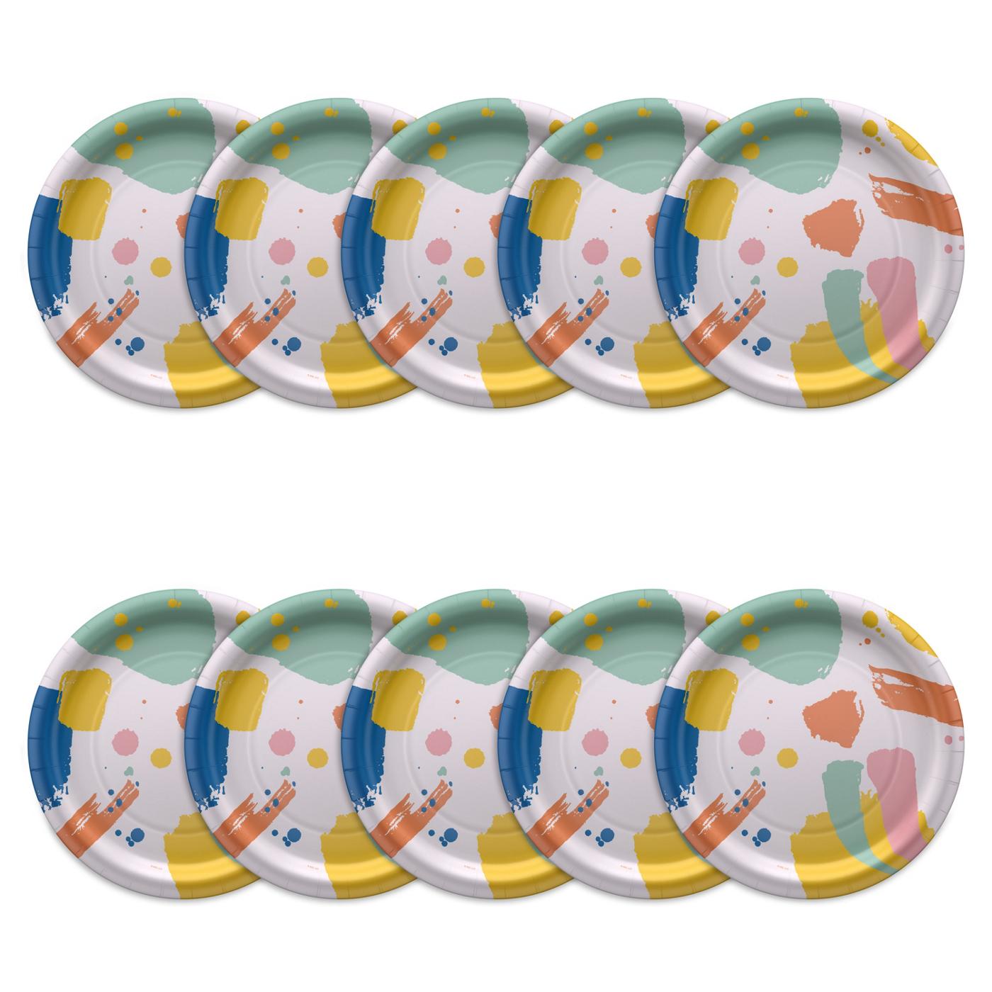 American Greetings Colorful Brush Strokes 9" Paper Plates; image 2 of 3