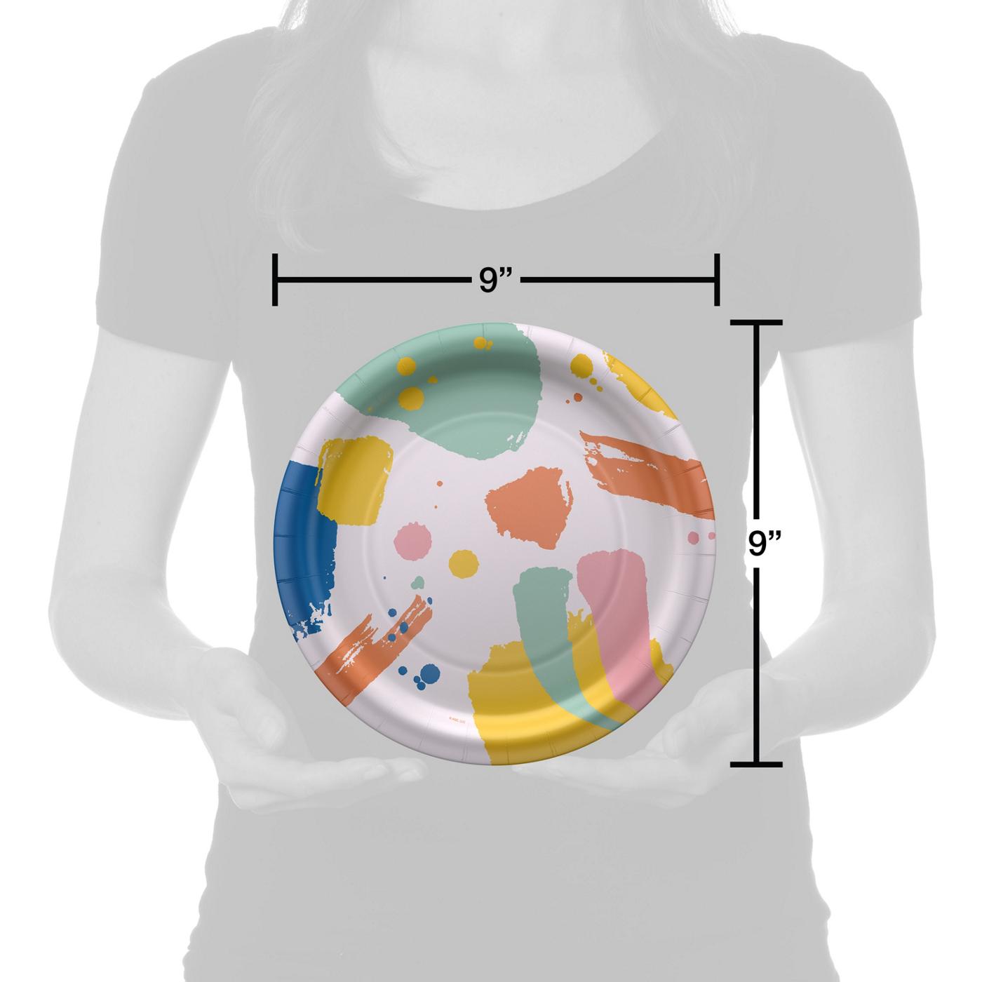 American Greetings Colorful Brush Strokes 9" Paper Plates; image 3 of 3