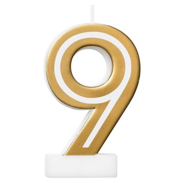 American Greetings Number 9 Gold Birthday Number Candle