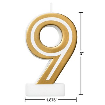 American Greetings Number 9 Gold Birthday Number Candle