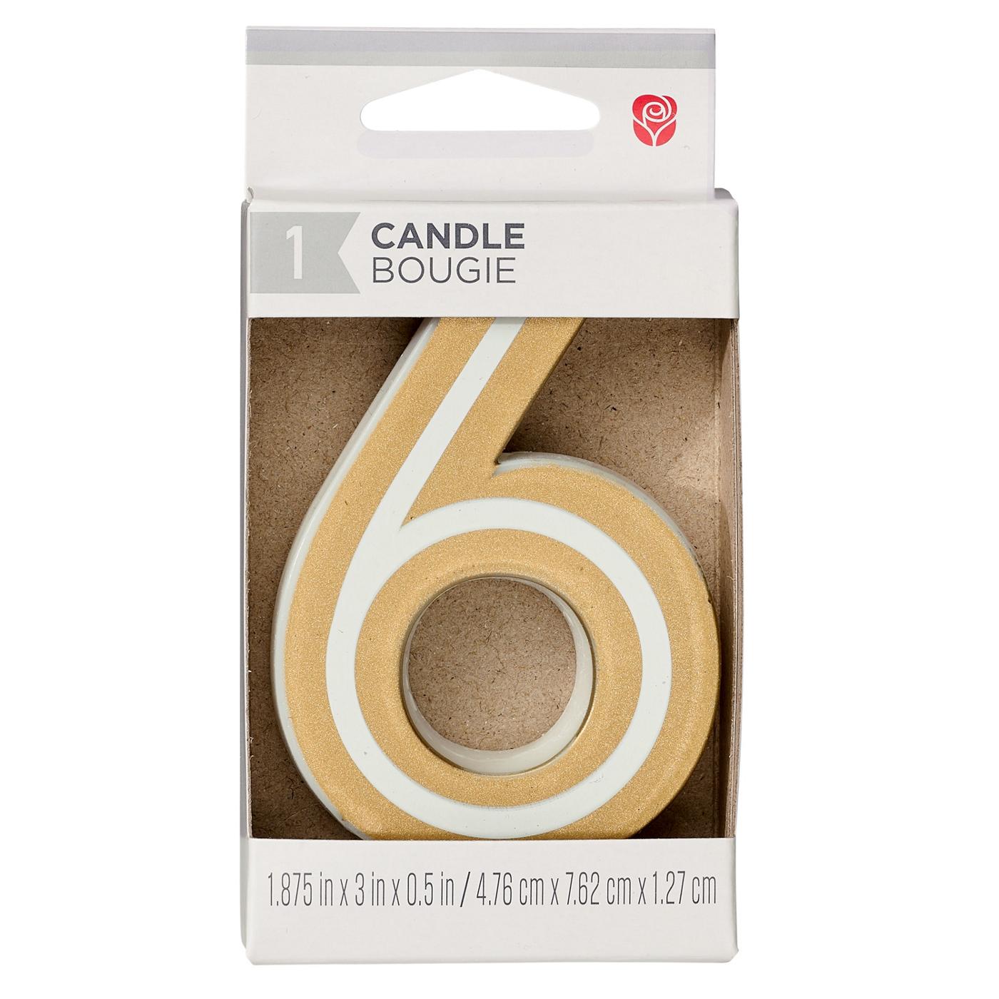 American Greetings Number 6 Gold Birthday Candle; image 1 of 3