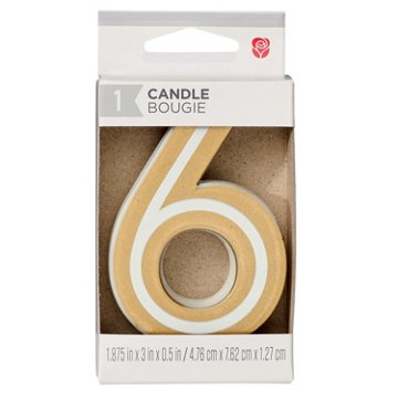 American Greetings Number 6 Gold Birthday Candle