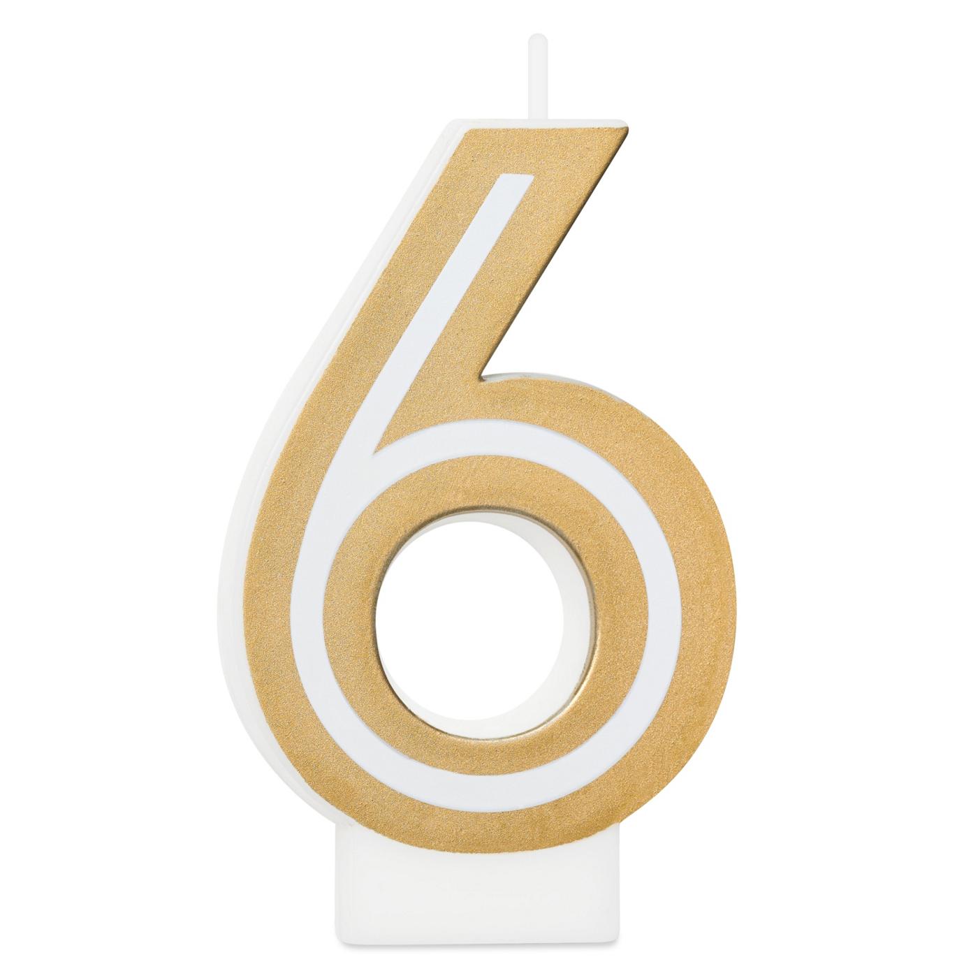 American Greetings Number 6 Gold Birthday Candle; image 2 of 3