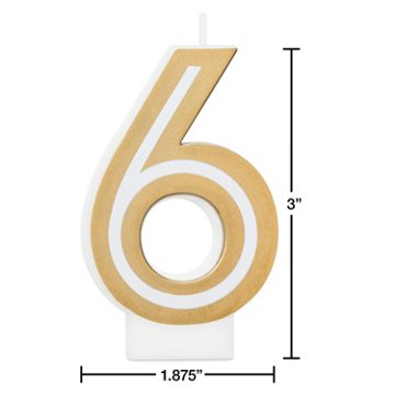 American Greetings Number 6 Gold Birthday Candle