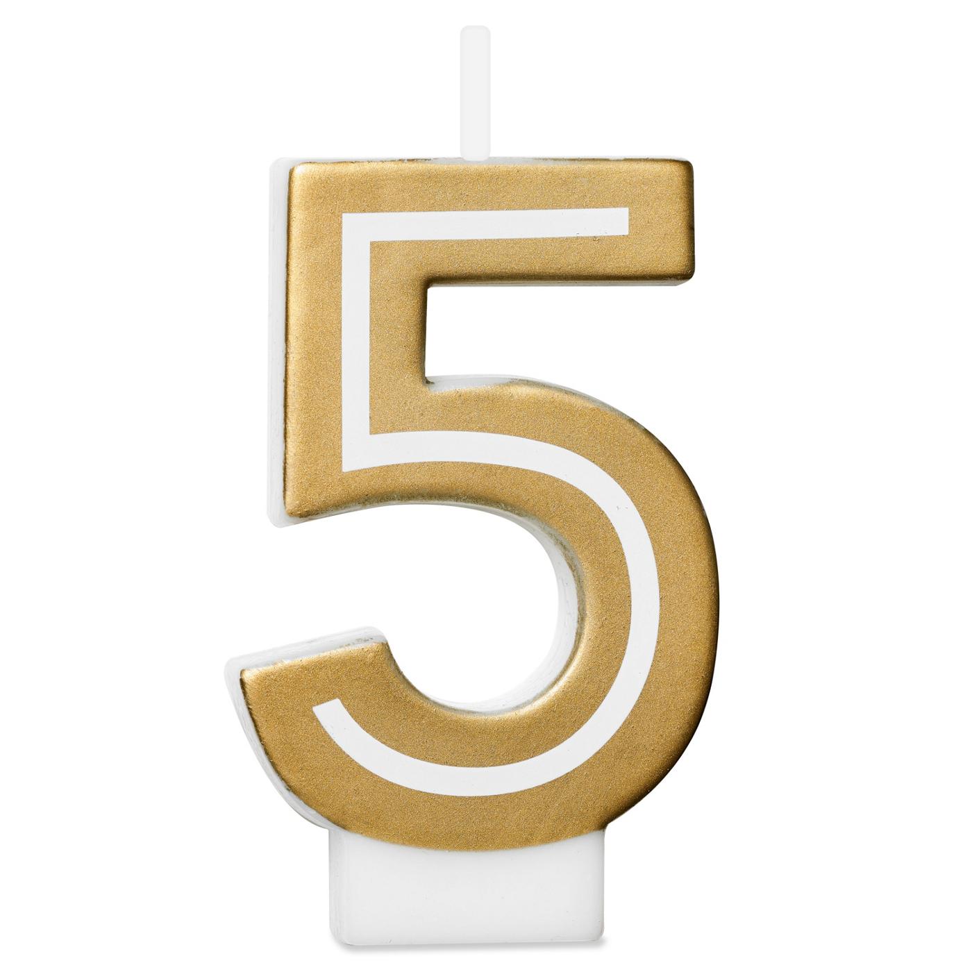 American Greetings Number 5 Gold Birthday Number Candle; image 2 of 3