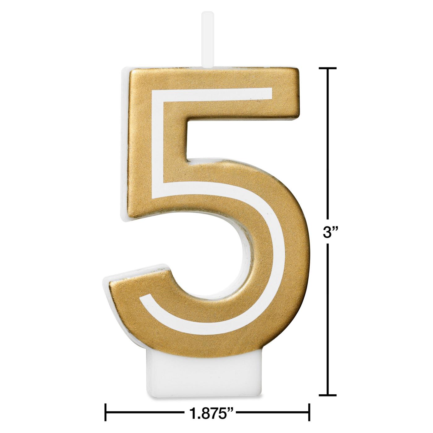 American Greetings Number 5 Gold Birthday Number Candle; image 3 of 3