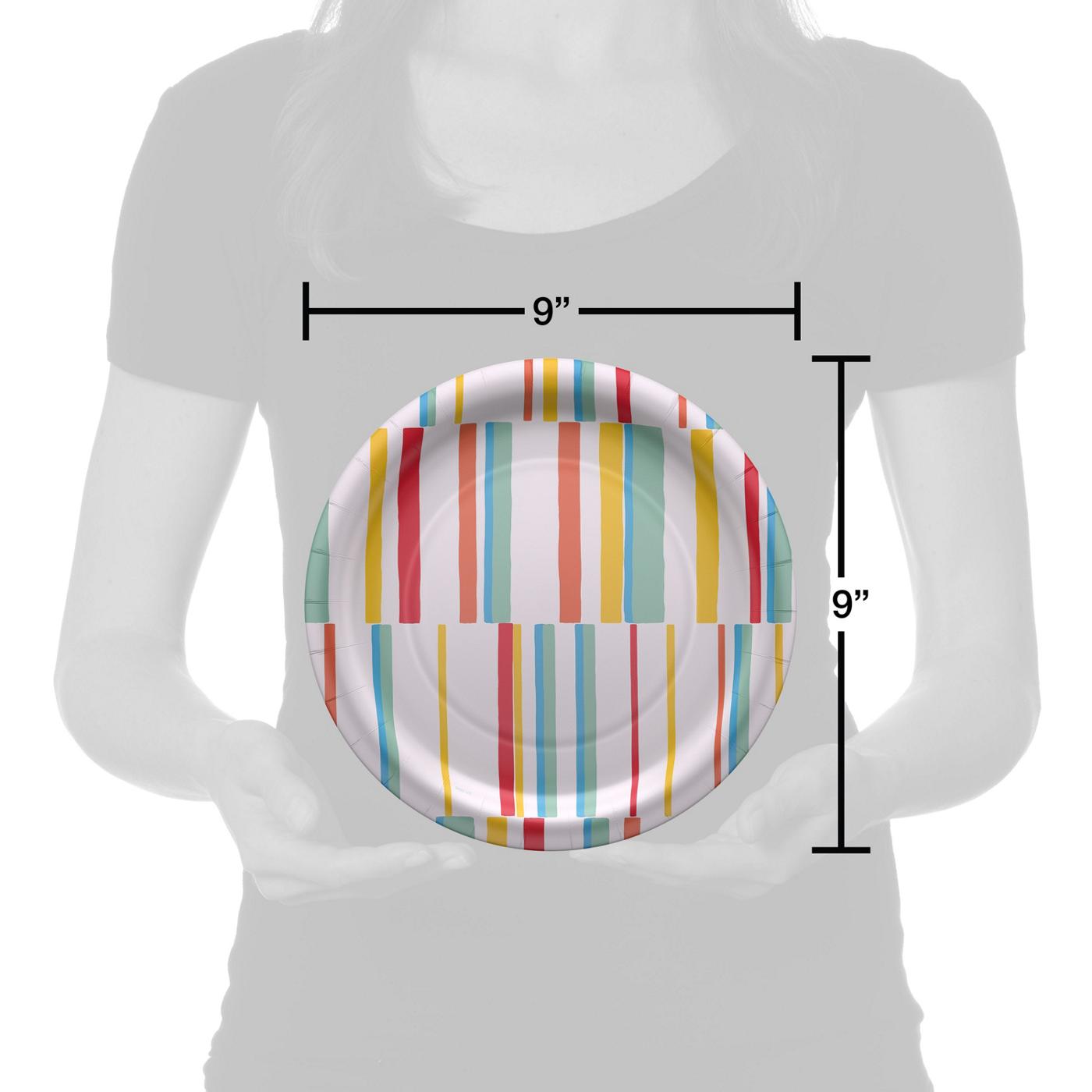 American Greetings Multi-Colored Lines 9" Paper Plates; image 2 of 3