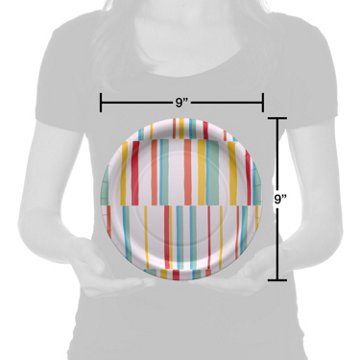 American Greetings Multi-Colored Lines 9" Paper Plates, 10 ct