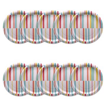 American Greetings Multi-Colored Lines 9" Paper Plates, 10 ct