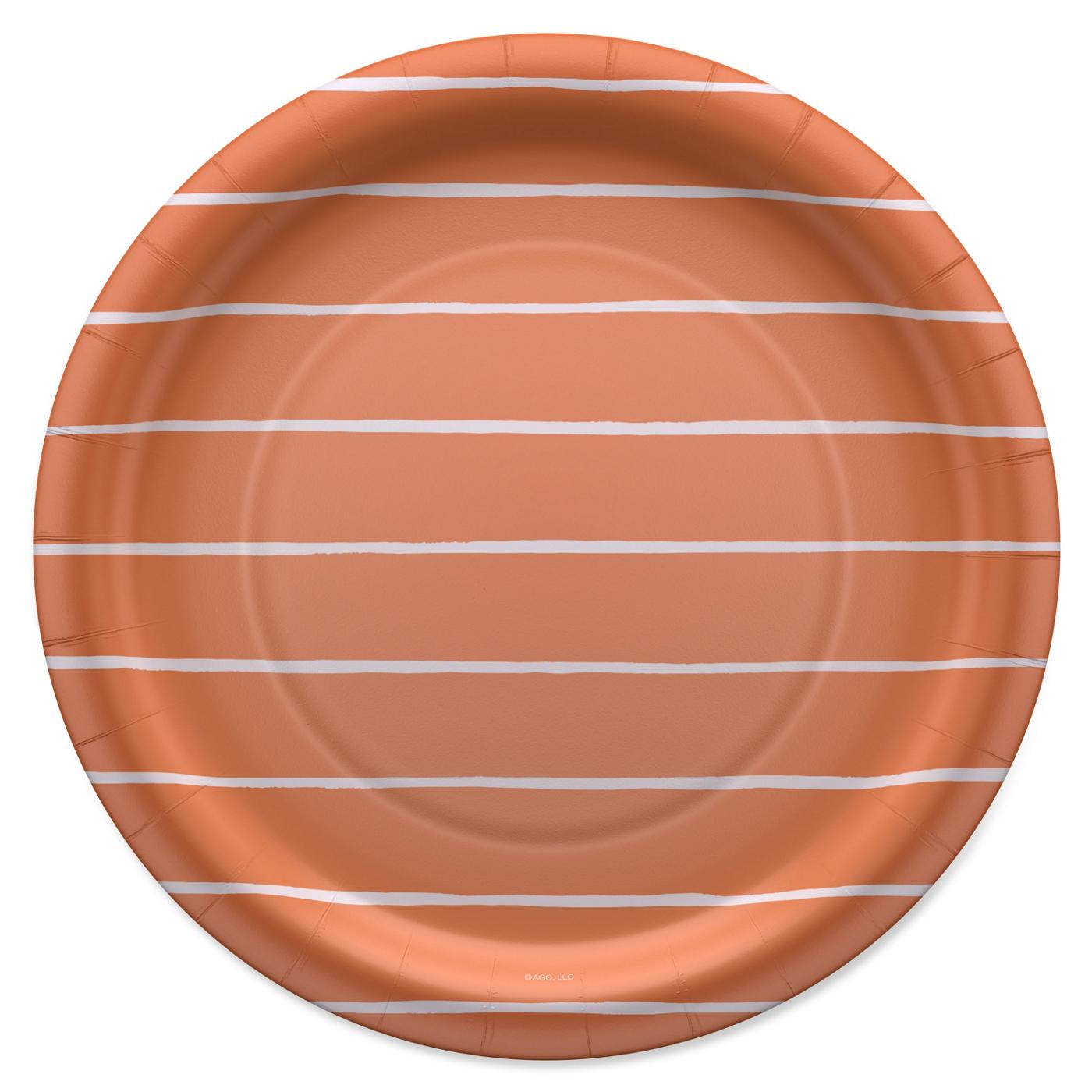 American Greetings Stripes on Orange 9" Paper Plates; image 1 of 3