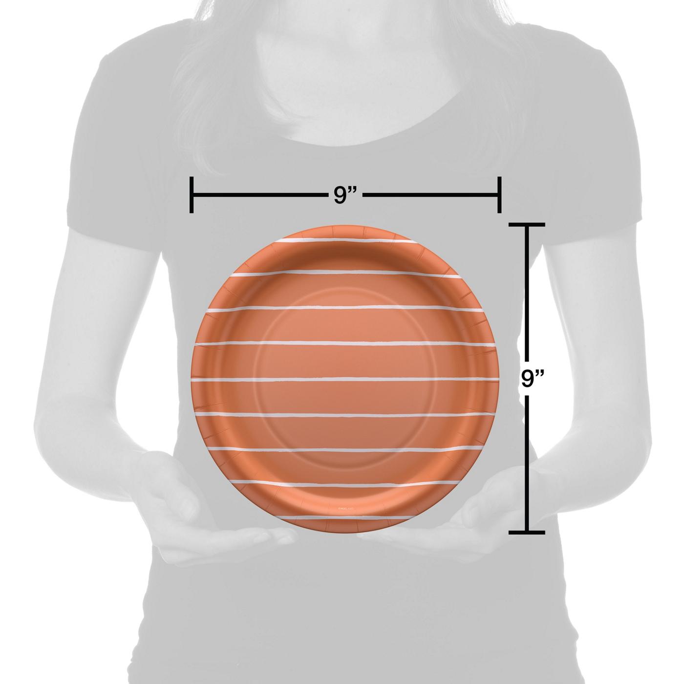 American Greetings Stripes on Orange 9" Paper Plates; image 2 of 3