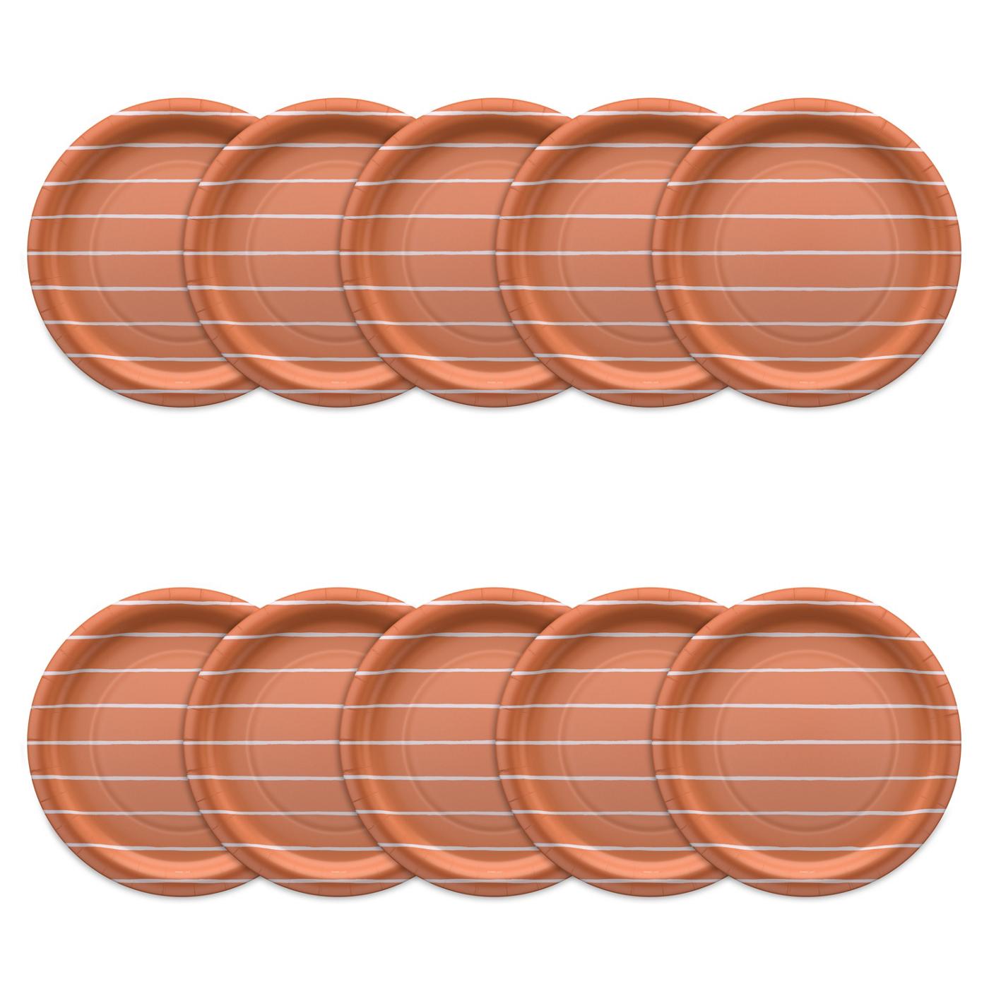 American Greetings Stripes on Orange 9" Paper Plates; image 3 of 3