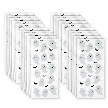 American Greetings Small Halloween Cellophane Treat Bags - Smiling Ghosts & Bats, 20 ct