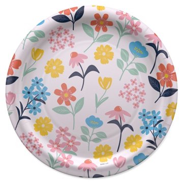 American Greetings Multi-Colored Flowers 9" Paper Plates, 10 ct