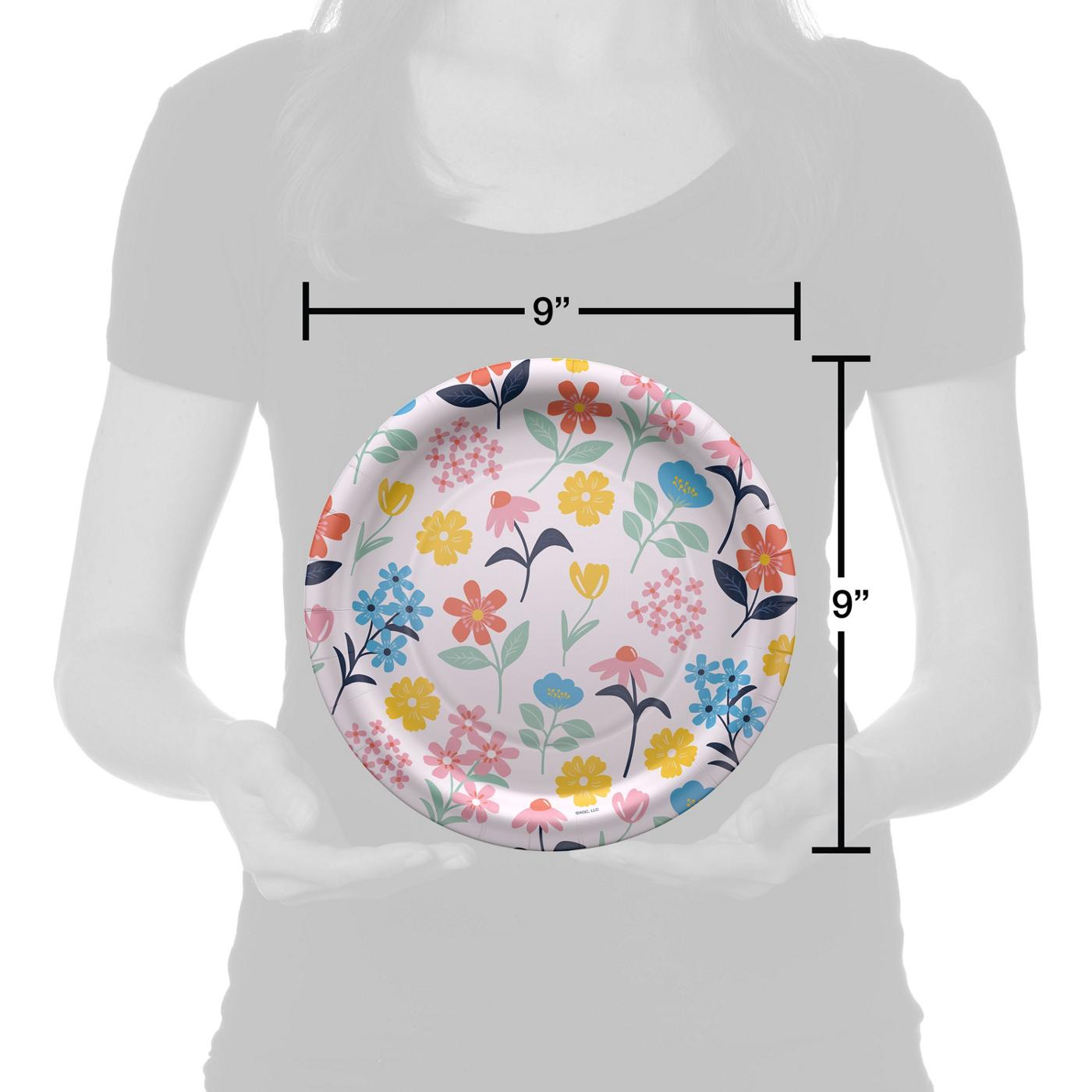 American Greetings Multi-Colored Flowers 9" Paper Plates; image 2 of 2